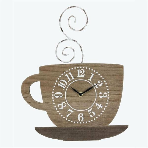 Youngs Wood & Twist Metal Coffee Cup Wall Clock 21475